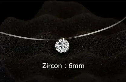 1ct Moissanite Diamond S925 Sterling Silver Invisible Transparent Fishing Line Clavicle Chain Necklace Women's Jewelry