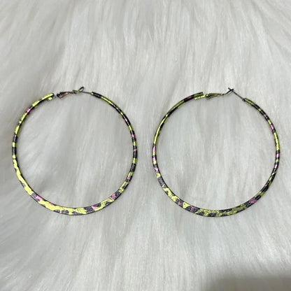 Pink Leopard Print Round Hoop Earrings | Y2K Vintage Punk Jewelry