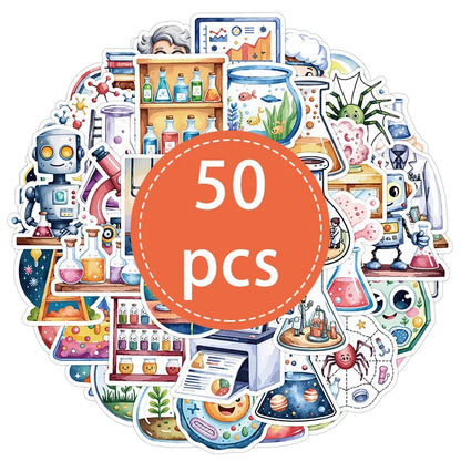 50PCS Natural Sciences Stickers Pack | Chemistry, Biology, Physics Decor for Classroom