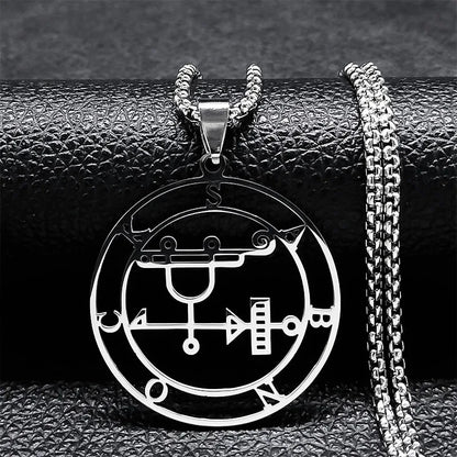 Sigeal Sigil De Lucifer Stainless Steel Satan Necklace | Asmoday Key Baphomet Pendant Jewelry