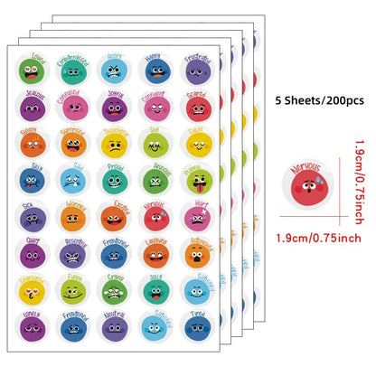 200 Pcs Emotional Feelings Stickers Set | Funny Mood Stickers for Student Emotional Support