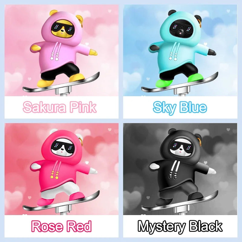 Car Automatic Sliding Skateboard Bear Alloy Cute Cartoon Scooter Center Console Ornaments Creative Car Decoration Accessories