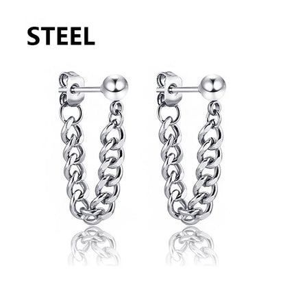 2pc Punk Cross Feather Stud Earrings | Unisex Stainless Steel Hoop Earrings