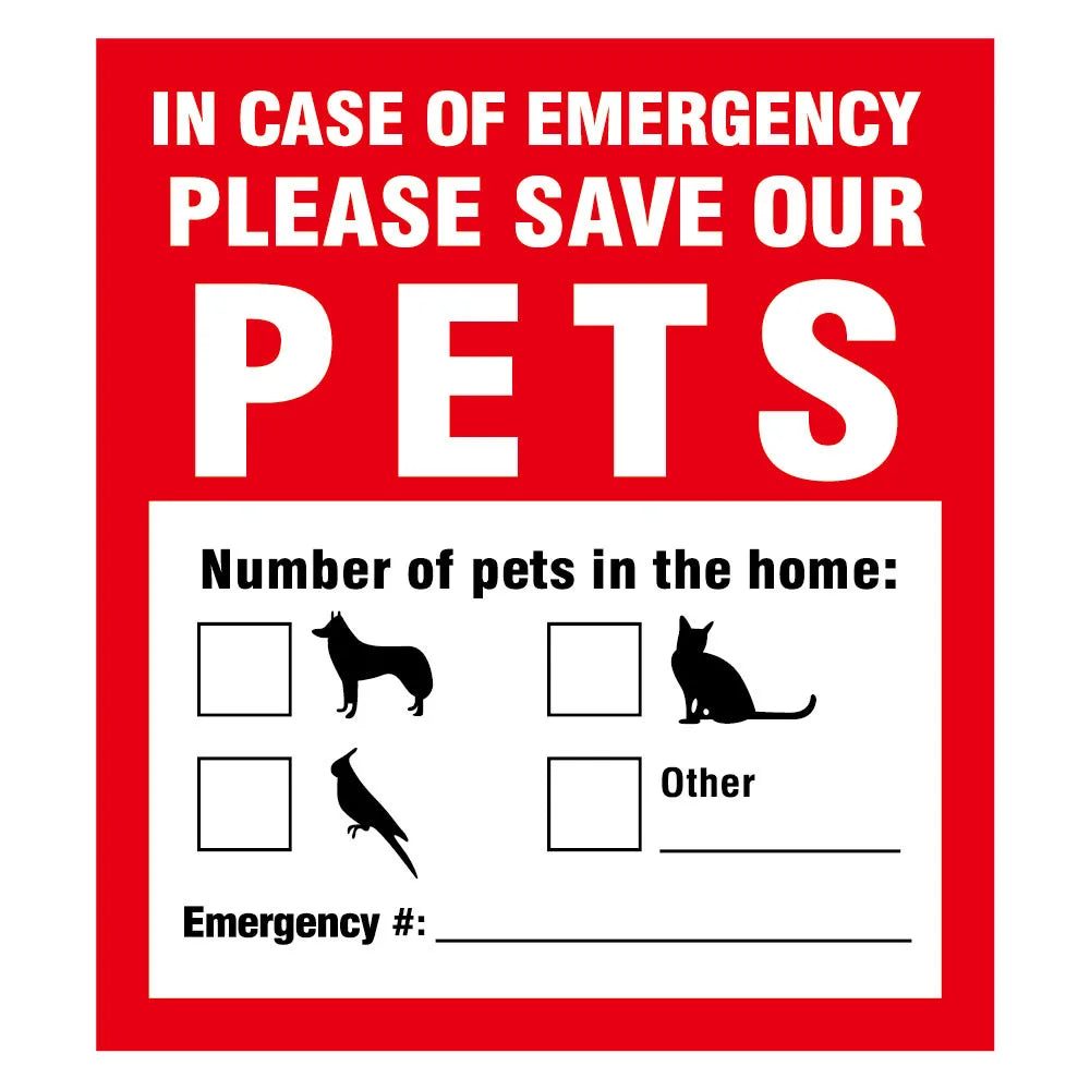 Pet Alert Safety Stickers for Fire Rescue | Emergency Pet Inside Decal for Window or Door