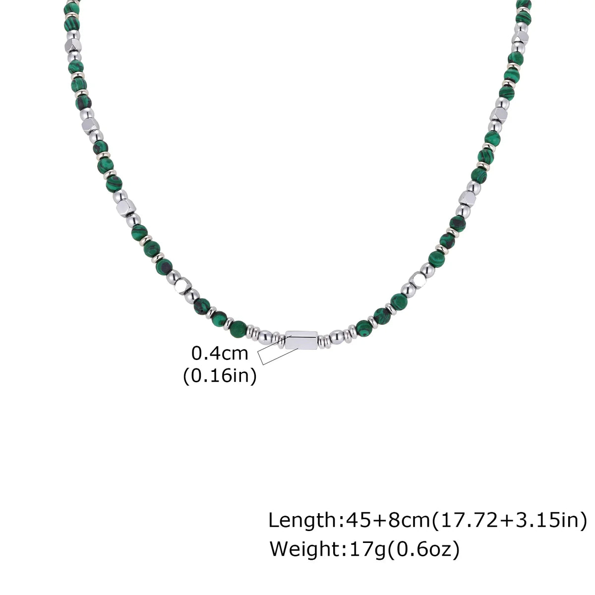Trendy Men's Natural Stone Beaded Necklace | Classic Stainless Steel Metal Bead Choker