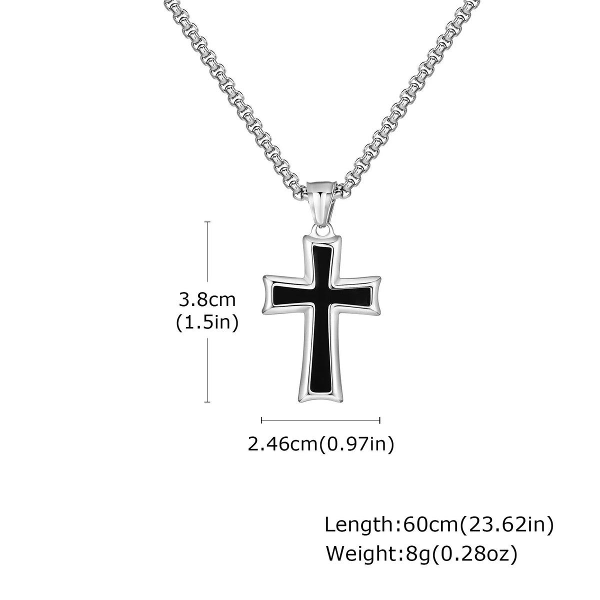 Plain Cross Necklace for Men and Boys | Stainless Steel Silver Tone Religious Jewelry
