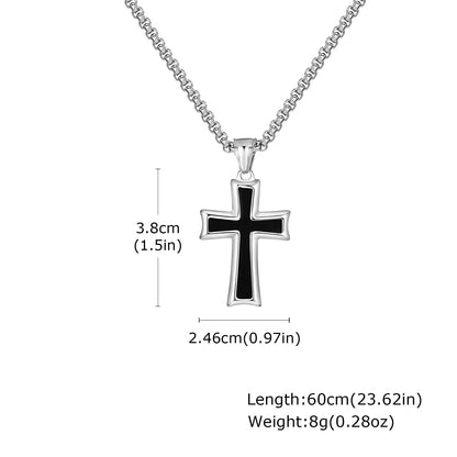 Plain Cross Necklace for Men and Boys | Stainless Steel Silver Tone Religious Jewelry