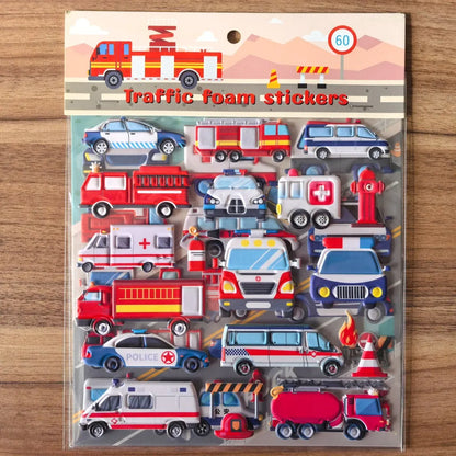 9 Styles Cute Double Layer 3D Foam Stickers | Alphabet Cars Food Cartoon for Notebook Journal Phone Case Decoration