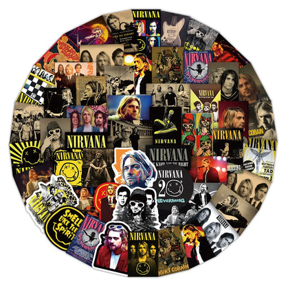 52 Pieces Nirvana Band Stickers | Rock Music Fan Decorative Decals for Laptops, Phone Cases & Guitars