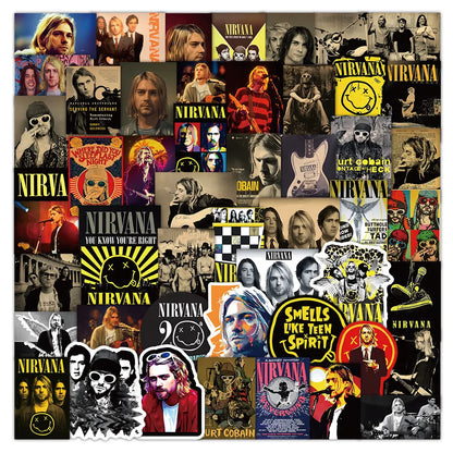 52 Pieces Nirvana Band Stickers | Rock Music Fan Decorative Decals for Laptops, Phone Cases & Guitars