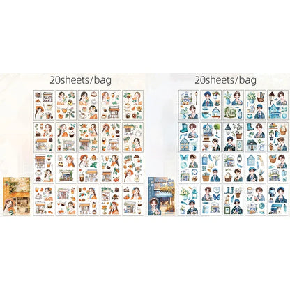 20pcs Floral Letter Sticker Set | Cute Landscape Theme for Scrapbooking and DIY Crafts