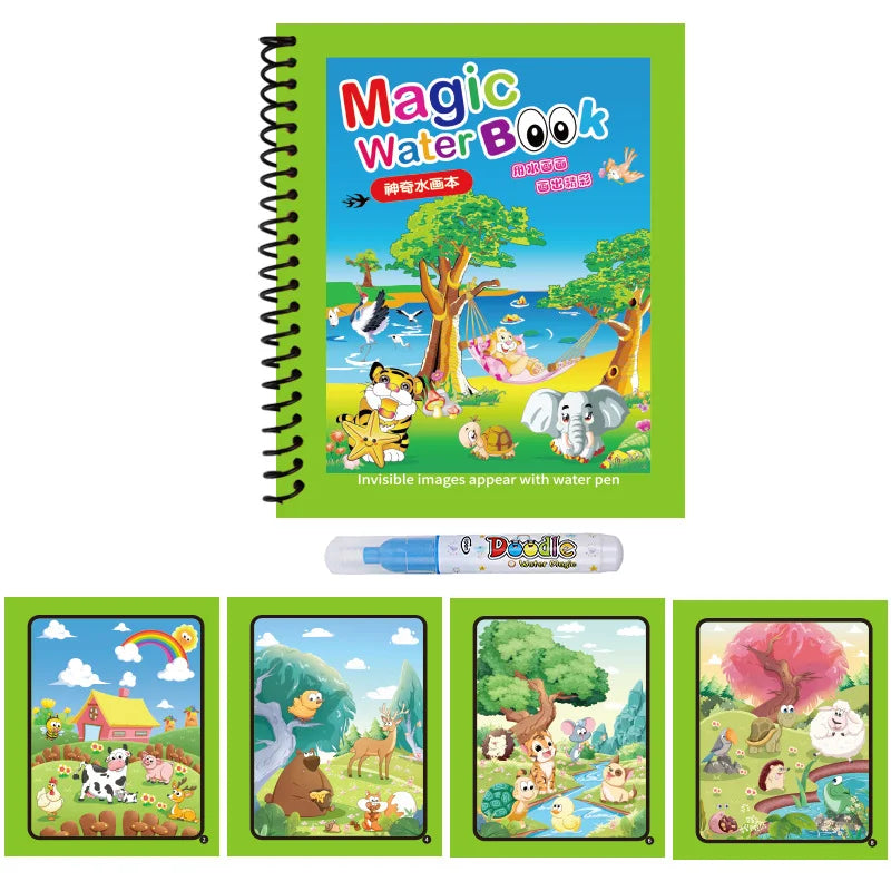 Cartoon Watercolor Painting Magic Book | Mess-Free Reusable Water Drawing Pad for Kids