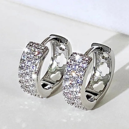 Shiny White Zircon Hoop Earrings | Simple Daily Wear for Women and Men