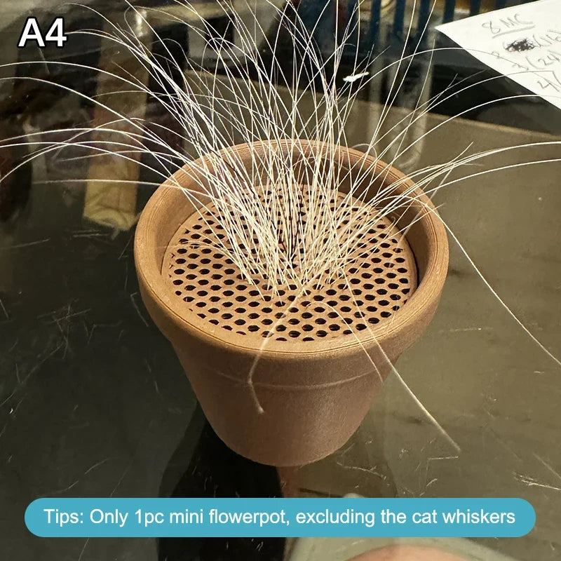 Cat Whisker and Fur Collector | Mini Flower Pot Desktop Keepsake