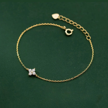 Four Leaf Clover Cubic Zirconia Bracelet | Trendy Chain Link Bracelet for Women