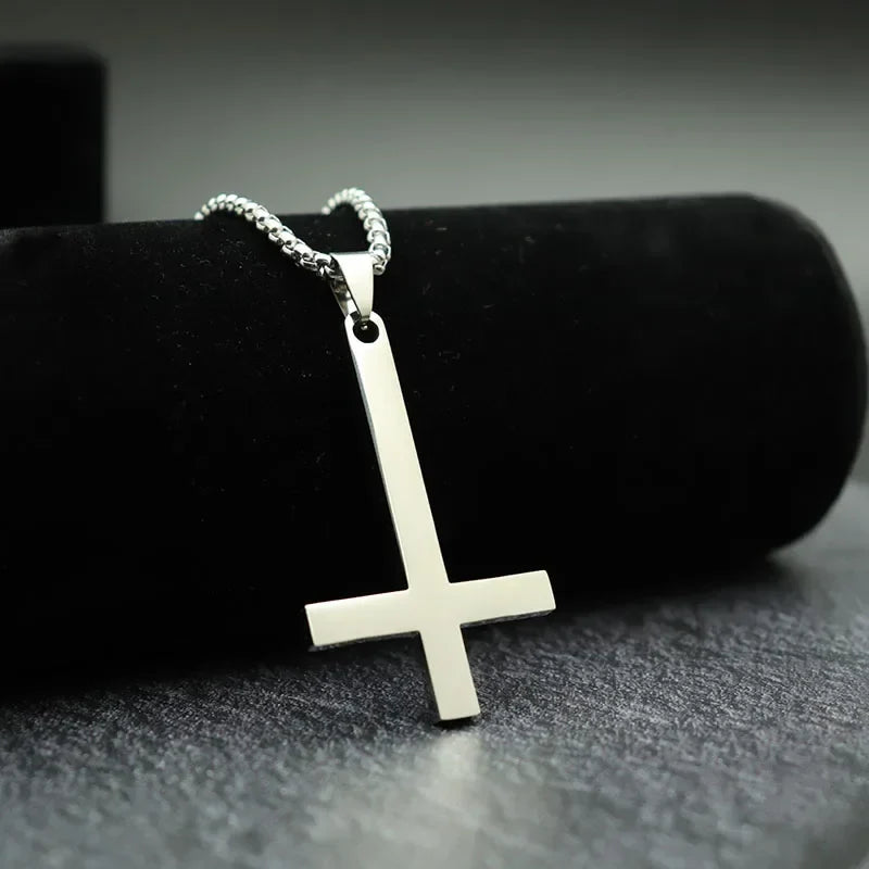 Simple Cross With Circle Pendant Necklace | Stainless Steel Christ Cruz Chain for Men and Boys