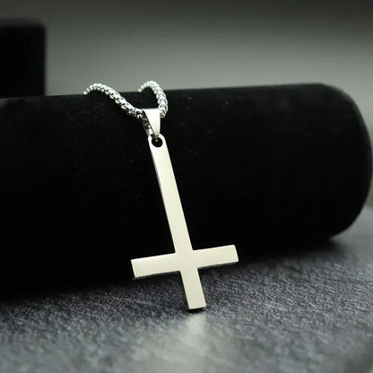 Simple Cross With Circle Pendant Necklace | Stainless Steel Christ Cruz Chain for Men and Boys