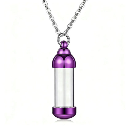 Small Glass Cremation Urn Vial Necklace for Ashes | Memorial Pet Charm
