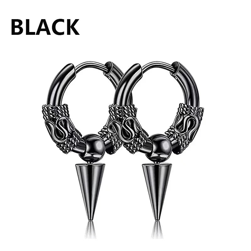 Punk Stainless Steel Stud Earrings Set | Unisex Hip Hop Piercing Jewelry