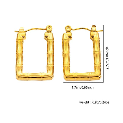 ANENJERY 316L Stainless Steel Hollow Square Texture Drop Earrings | Hypoallergenic Geometric Jewelry for Women