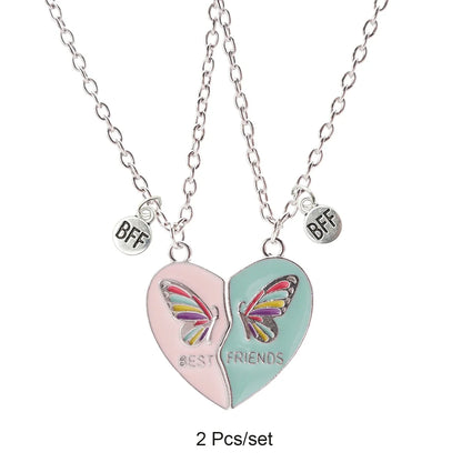Broken Heart Best Friends Pendant Set | Magnetic Adjustable Lover Necklace for Women