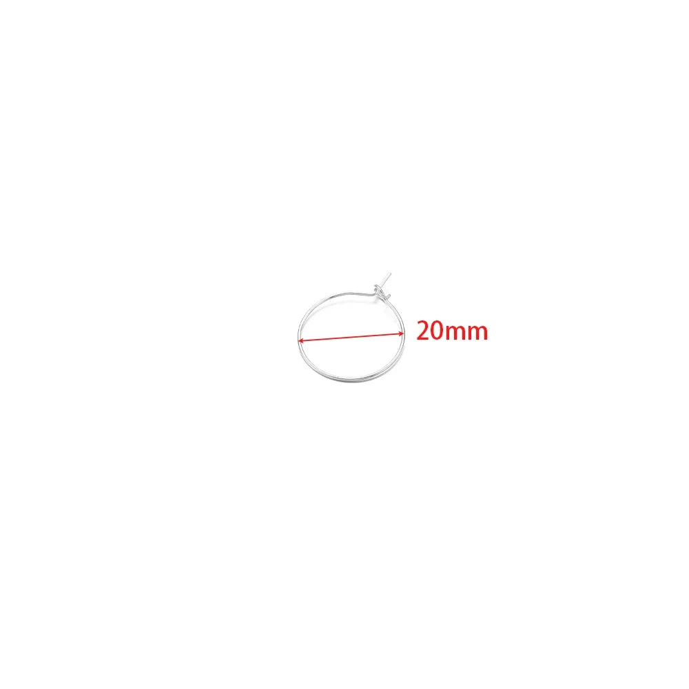20pcs Stainless Steel Big Circle Hoop Earrings Wires | 18K Gold Plated or Steel Color, 20-40mm