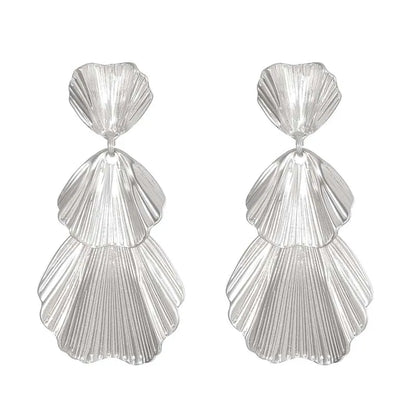 Gold Leaf Drop Earrings | Long Geometric Statement Jewelry for Women