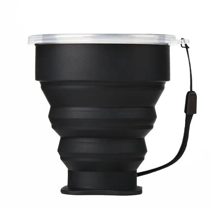 Portable Silicone Folding Water Cup Outdoor Heat Resistant Telescopic Collapsible Foldable Mug With Lid For Travel Camping 200m