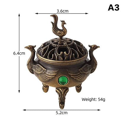 Alloy Lucky Incense Burner Bowl Incense Holder With Handle | Ancient Style Yoga Meditation Home Office Decor