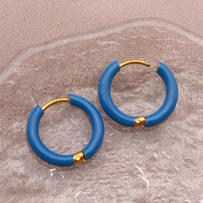2pcs Candy Color Enamel Hoop Earrings | Sweet Summer Stainless Steel Jewelry