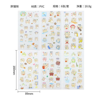 6Pcs Waterproof Cartoon Sticker Set | Cute DIY Decals for Laptops, Phones, and Planners