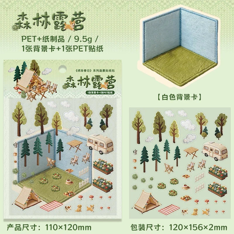 3D Scenery Landscape Stickers | Spring DIY Decals for Junk Journaling