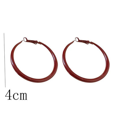 Red Big Round Hoop Earrings for Women | Trendy Geometric Huggie Jewelry