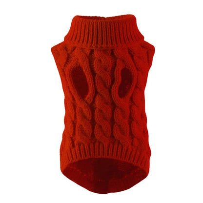 Classic Solid Knit Dog Sweater | Warm Winter Pullover for Small Breeds