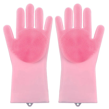 Dishwashing Cleanner Sponge Silicon Hair Removal Glove