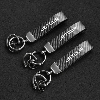 Jetour Keychain Carbon Fiber Style | Microfiber Leather Key Ring