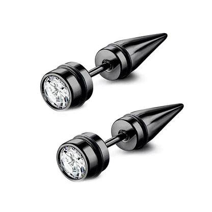 Black Stainless Steel Punk Stud Earrings | Unisex Geometric Drop Earrings
