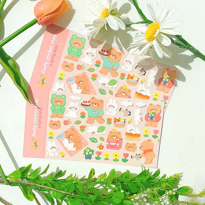 BONITO Kawaii Rabbit Bear Sticker Set | Cute Journal Decor
