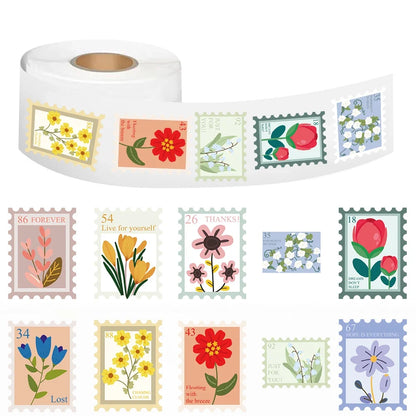 500PCS Flower Stamps Roll Sticker Harajuku Cartoon Y2k Fashion Scrapbook Graffiti Cafe DIY Scrapbooking Phone Gifts Decals