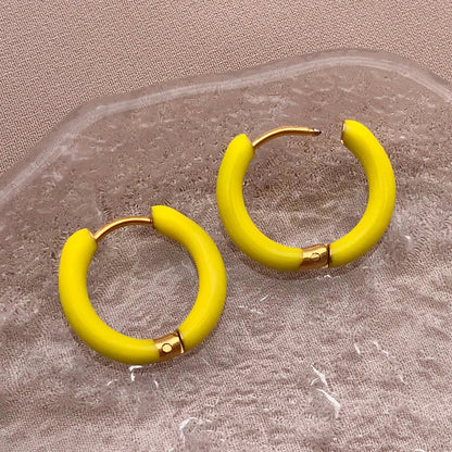 2pcs Candy Color Enamel Hoop Earrings | Sweet Summer Stainless Steel Jewelry