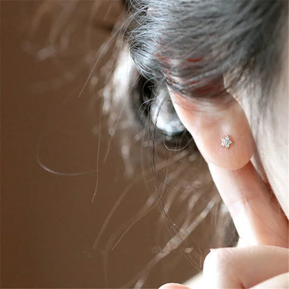 925 Sterling Silver Stud Earrings with Pavé Crystal Star | Simple Fashion Jewelry for Women