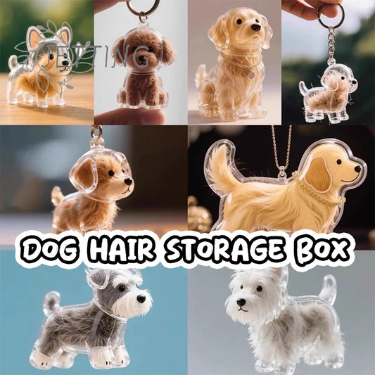 Clear Puppy Hair Memorial Keychain | Pet Fur Keepsake Capsule DIY Pendant