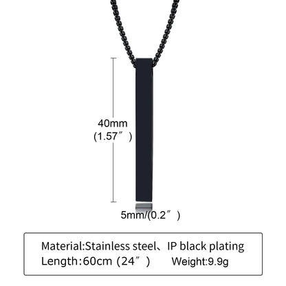 Vinox 5mm Pillar Necklace | Unisex Stainless Steel Geometric Pendant