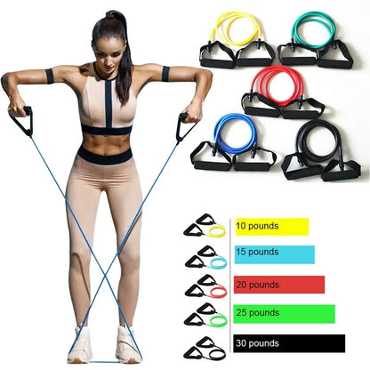 5 Level Resistance Band Set | Elastic Pull Rope with Handles for Home Strength Training