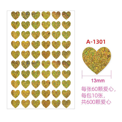 10 Sheets Glitter Heart Stickers | Mini Heart Stickers for DIY Decor