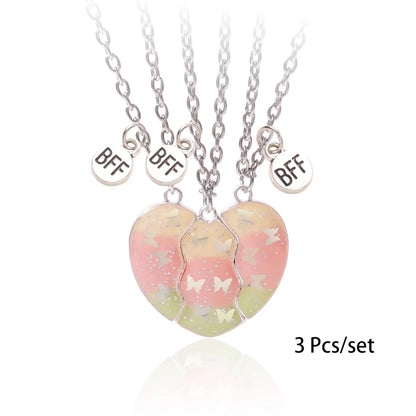 3 Pcs/set Best Friends Pendant Necklace For Woman Magnetic Adjustable Rainbow Daisy Lover Broken Heart Chain BFF Jewelry Gifts