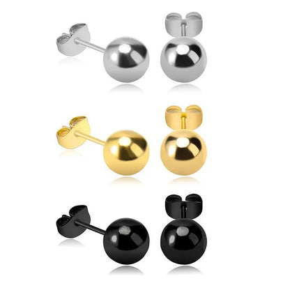 3-7mm Round Ball Stainless Steel Stud Earrings | Unisex Fashion Jewelry Gift