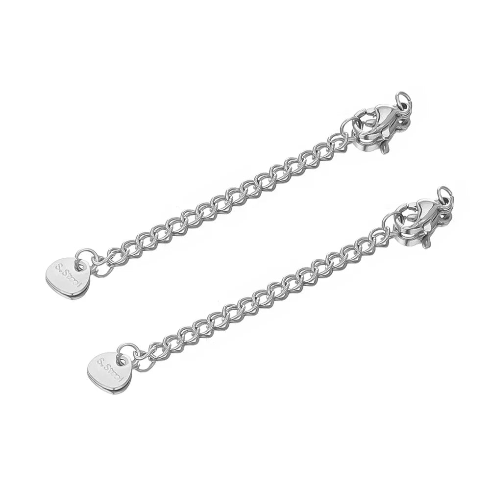 10pcs Stainless Steel Extension Chains with Lobster Clasps | DIY Jewelry Findings