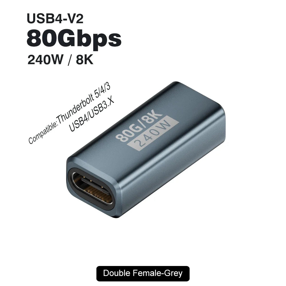 USB4 V2 90 Degree USB-C Angle Adapter | 80Gbps Thunderbolt 5/4/3 Elbow Connector