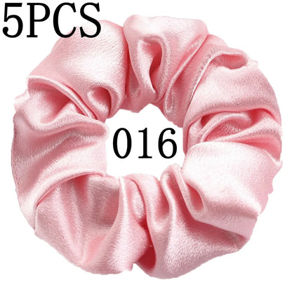 10/5 Pcs Satin Hair Scrunchies Set for Women & Girls – Soft Silk Elastic Hair Bands | Elegant Solid Color Ponytail Holders & Headwear Accessories